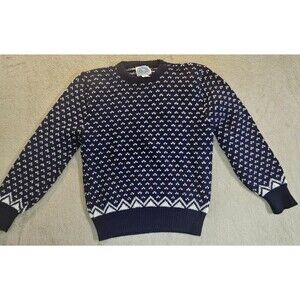 VTG Environmental Clothing Men's XL Sweater Birdseye Wool Blend Navy Nordic USA